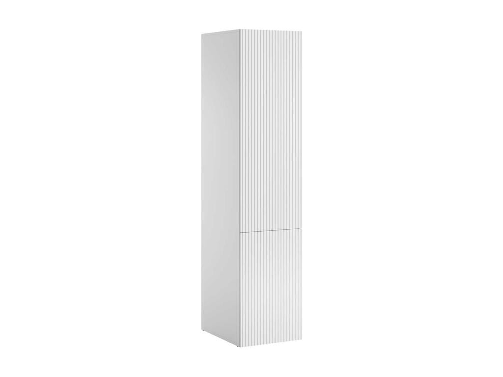 Meublori 113 Closed Shelving Unit - With MDF Doors - Laminate 199x45x56cm White