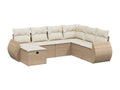 7-piece garden furniture set with cushions, beige woven resin VEBS25835