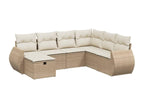 7-piece garden furniture set with cushions, beige woven resin VEBS25835