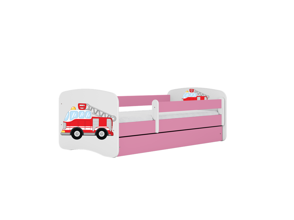 Meublori fire-engine pink bed without drawer with 160/80 mattress
