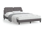 Bed frame with headboard, grey, 140x200 cm, faux leather
