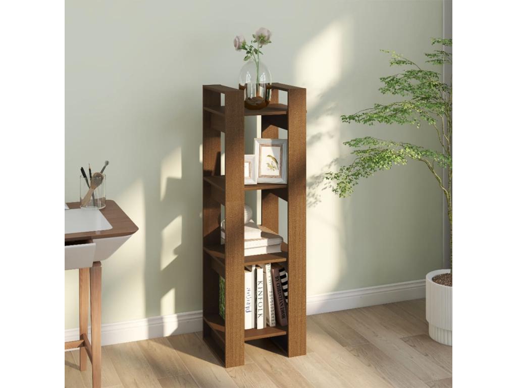 Bookcase/Room Partition, Honey Brown, 41x35x125 cm, Solid Wood