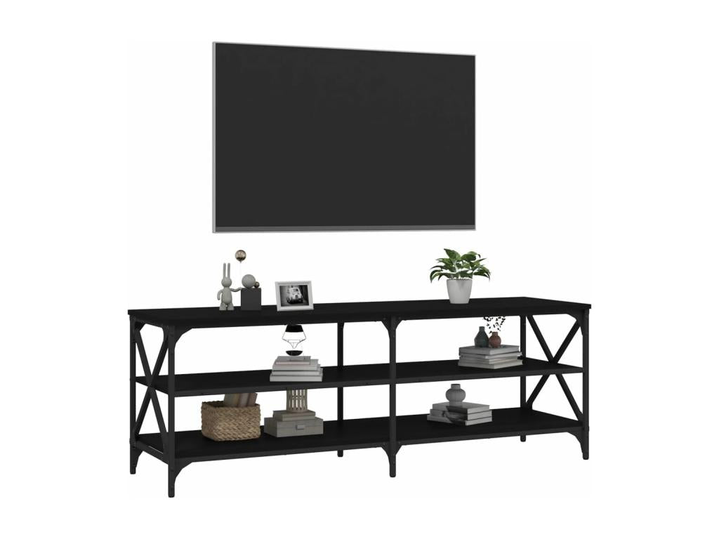 Black TV stand 140x40x50 cm engineered wood