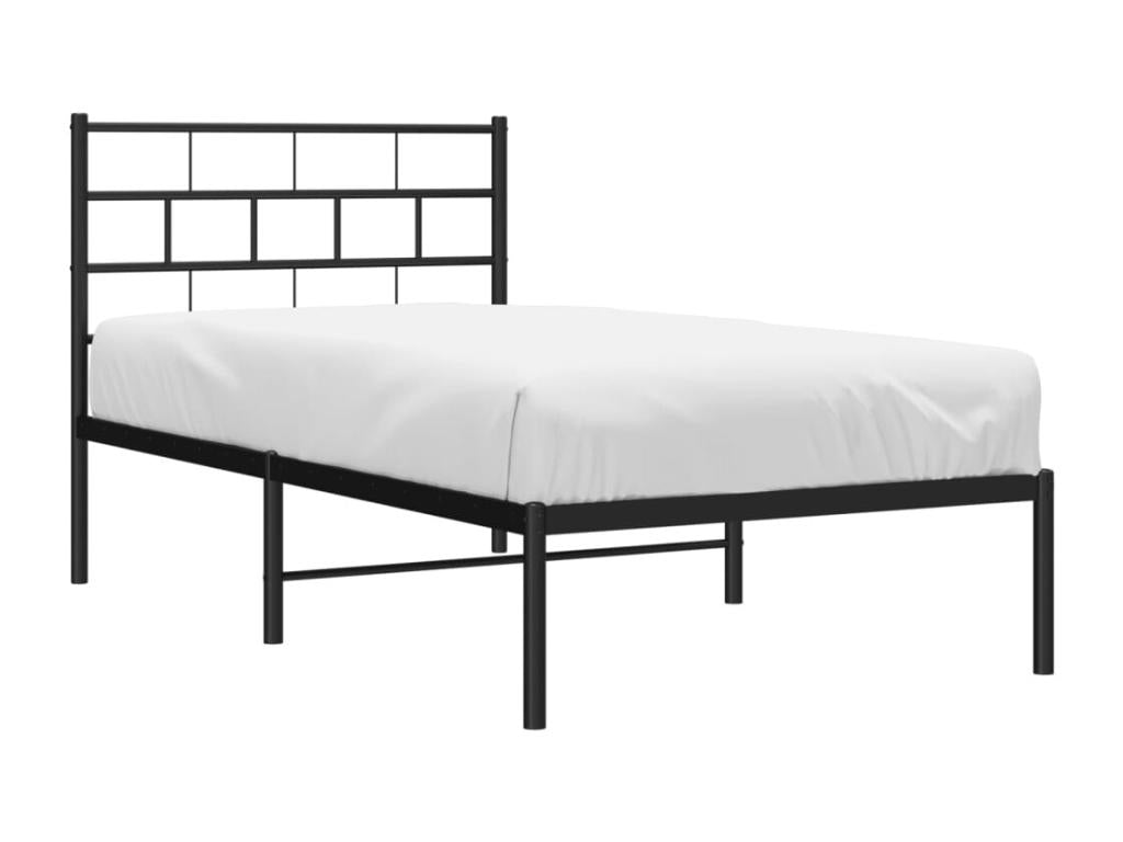 Metal bed frame with black headboard 80x200