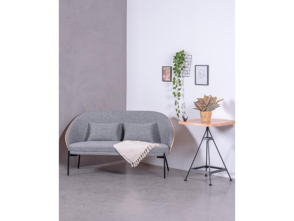 Industrial high table in beech wood and lacquered steel, 60x60cm - Meublori - Natural beech