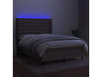 Upholstered bed base with mattress and LED lighting, Meublori 140x190 cm, Fabric