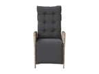 Reclining garden chair with footrest, light grey rattan