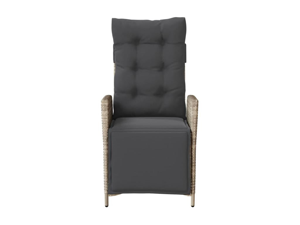 Reclining garden chair with footrest, light grey rattan