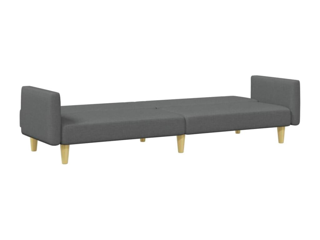2-seater sofa bed with footrest, dark grey fabric