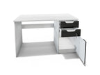 Desk with 2 Drawers and a Door, Matte White/High Gloss Black, 129x76x60 cm