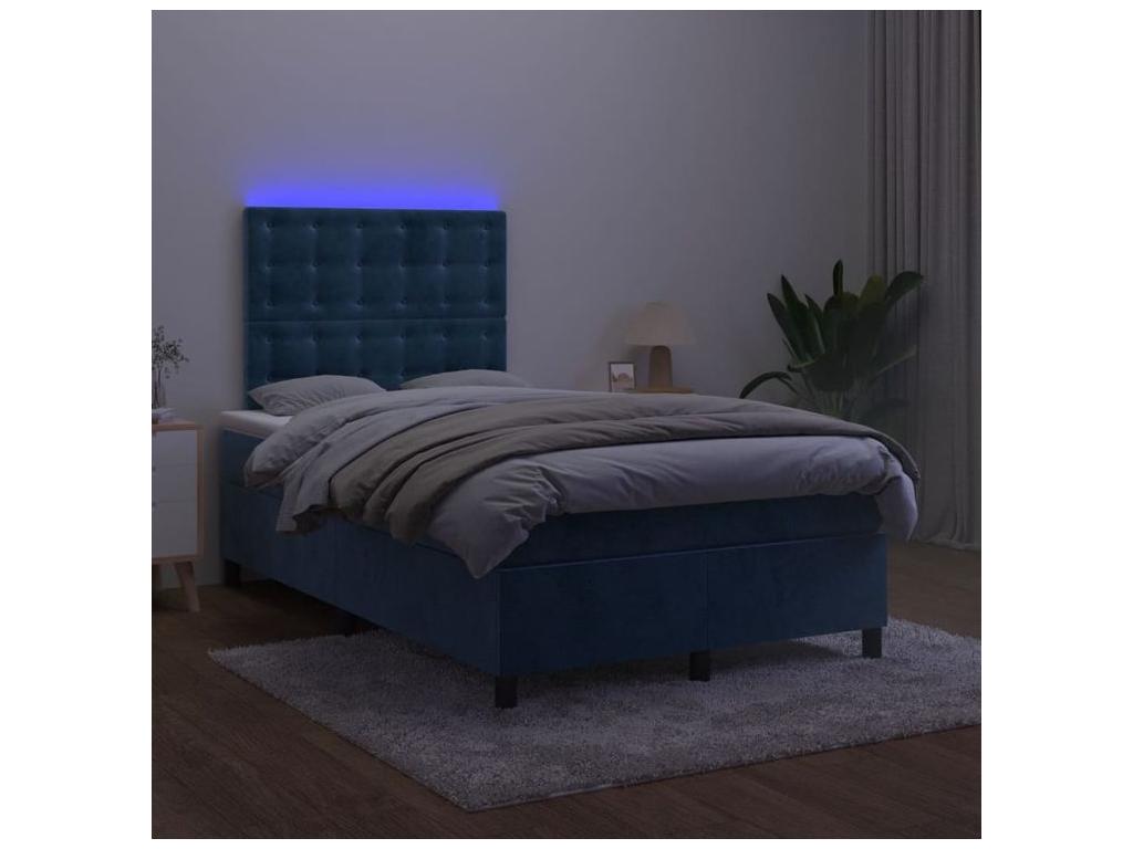 Meublori bed base with mattress and dark blue LED 120x200