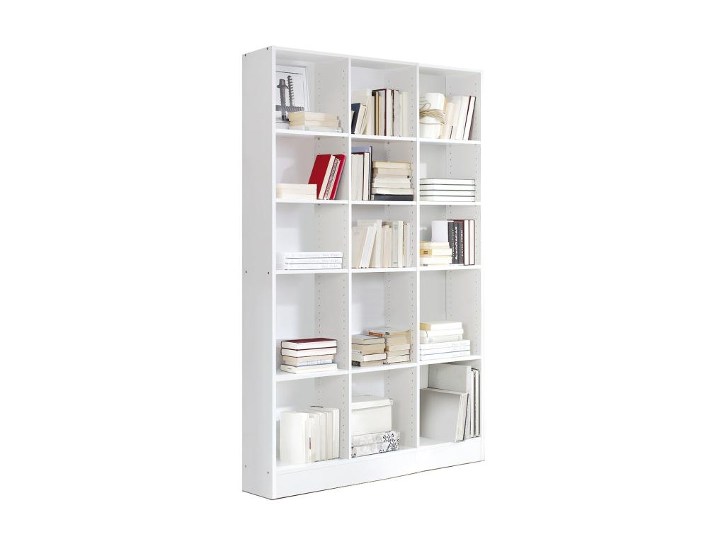 White bookcase with 15 shelves - W- 121 x D- 33 x H- 186 cm