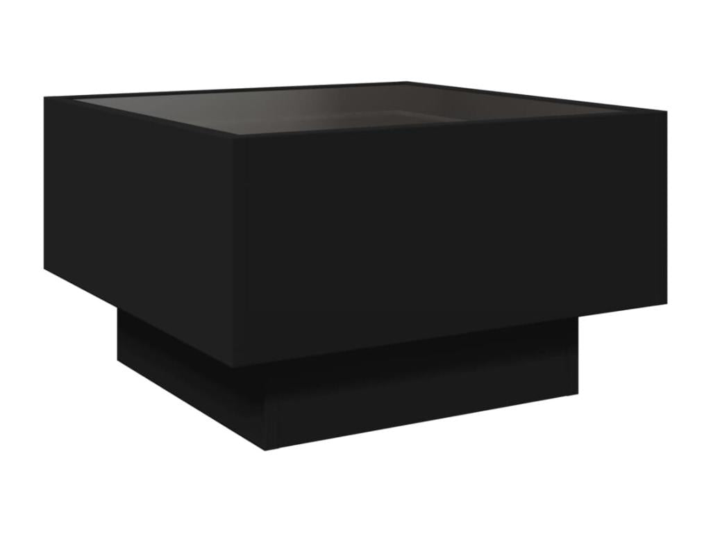 Coffee table with LED, black, 50x50x30 cm, engineered wood