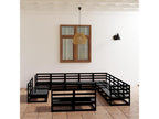 13-piece black solid pine wood garden furniture set
