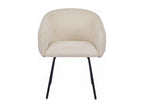 Set of 2 chairs with armrests in textured fabric and black metal - Cream - Meublori