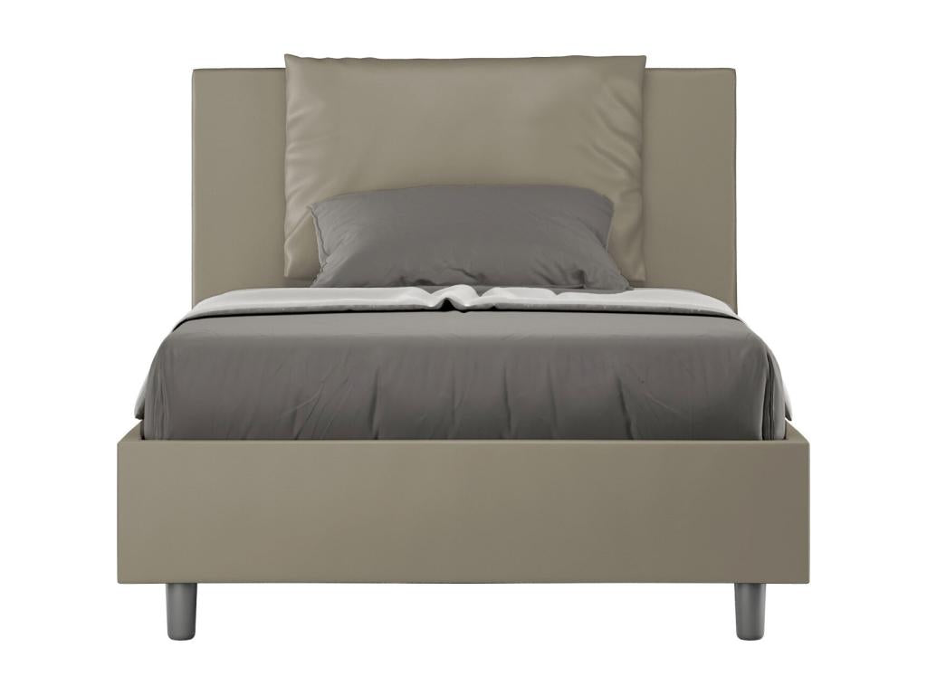 Single bed with storage, upholstered, 120x210 cm, cappuccino faux leather, Meublori