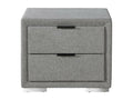 Viorne contemporary bedside table in grey fabric with two drawers