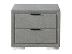 Viorne contemporary bedside table in grey fabric with two drawers