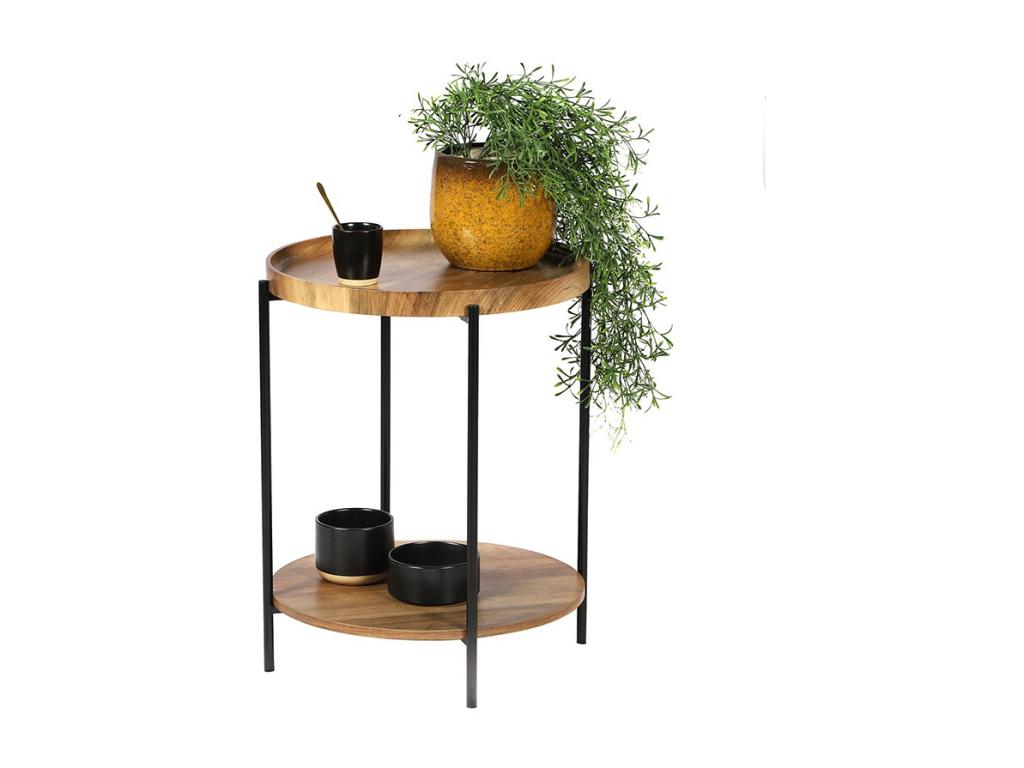 Meublori Urban Living 2-Tier Round Side Table - Natural