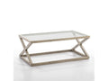 Coffee table in glass and solid wood painted in a soft grey, 120cm