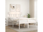 Bed frame with white headboard, 140x200 cm, solid wood, YENY95600