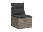 5-piece garden furniture set with grey resin wicker cushions