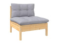 5-piece garden furniture set with grey pine wood cushions