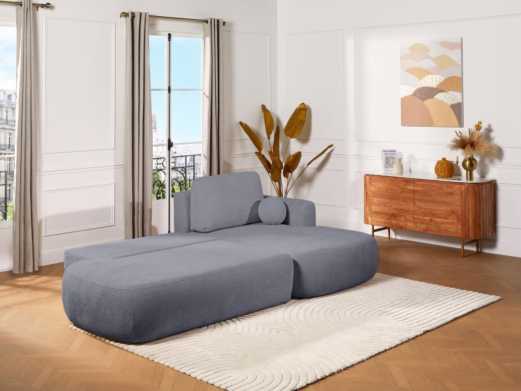 BROCARO right-hand corner sofa bed in textured grey fabric by Meublori