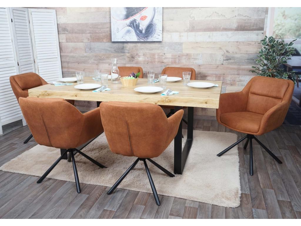 Set of 6 Meublori-K33 dining chairs - kitchen chair - swivel, auto-position - fabric/textile - brown suede look