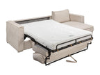 Express convertible and reversible corner sofa in beige corduroy - 160 cm wide sleeping area - 14 cm Meublori mattress