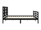 Bed frame with black headboard, 200x200 cm, solid wood