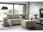 4-seater convertible sofa in soft beige perlite fabric, Meublori 260cm