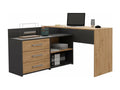 Meublori corner desk with 3 drawers, anthracite and oak wood, 120x50x76 cm
