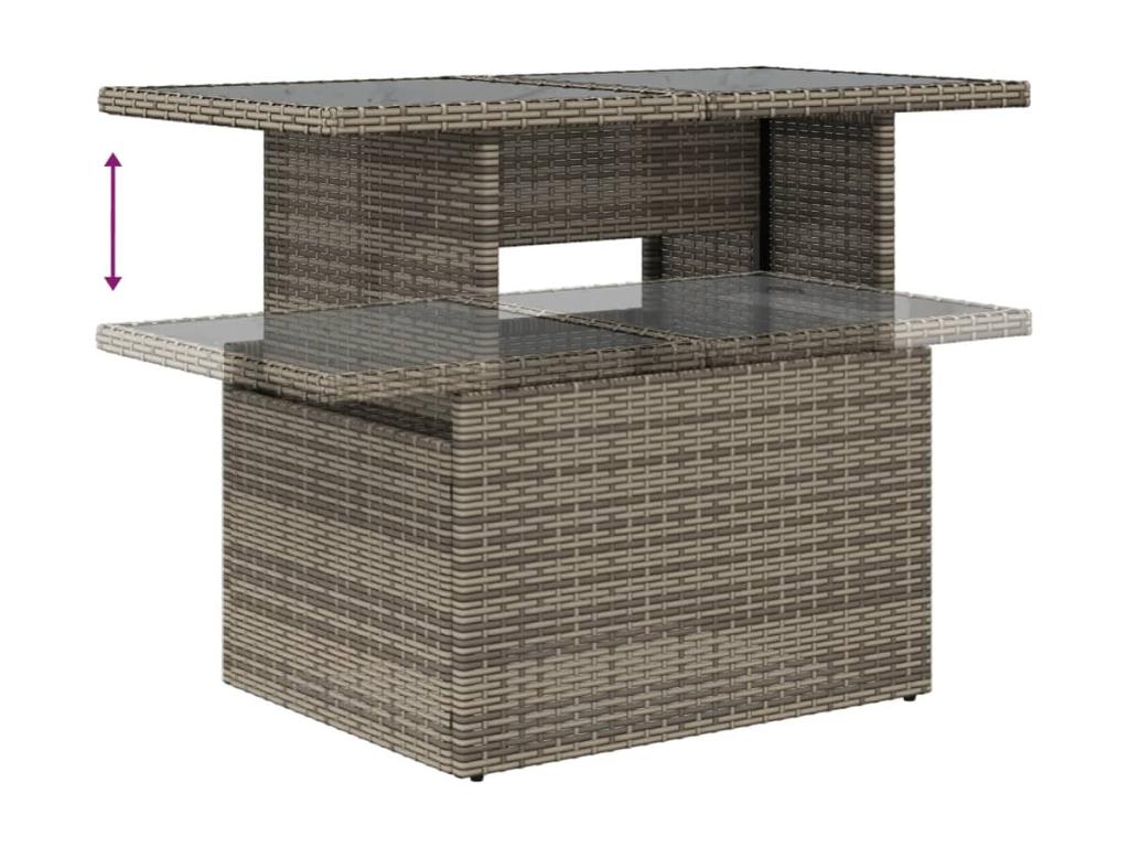 5-piece garden furniture set with grey resin wicker cushions GHKJ19920