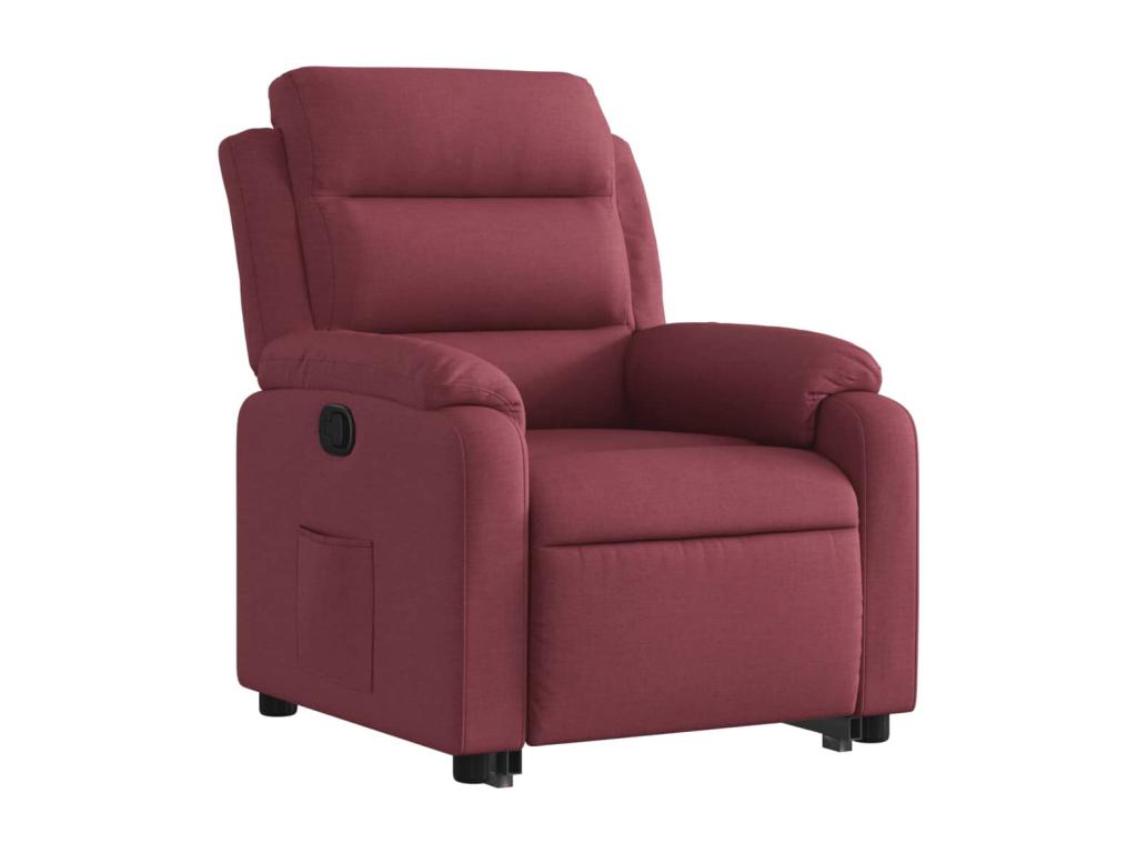 Burgundy red reclining armchair in fabric