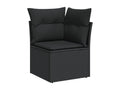 11-piece garden furniture set with cushions, black woven resin
