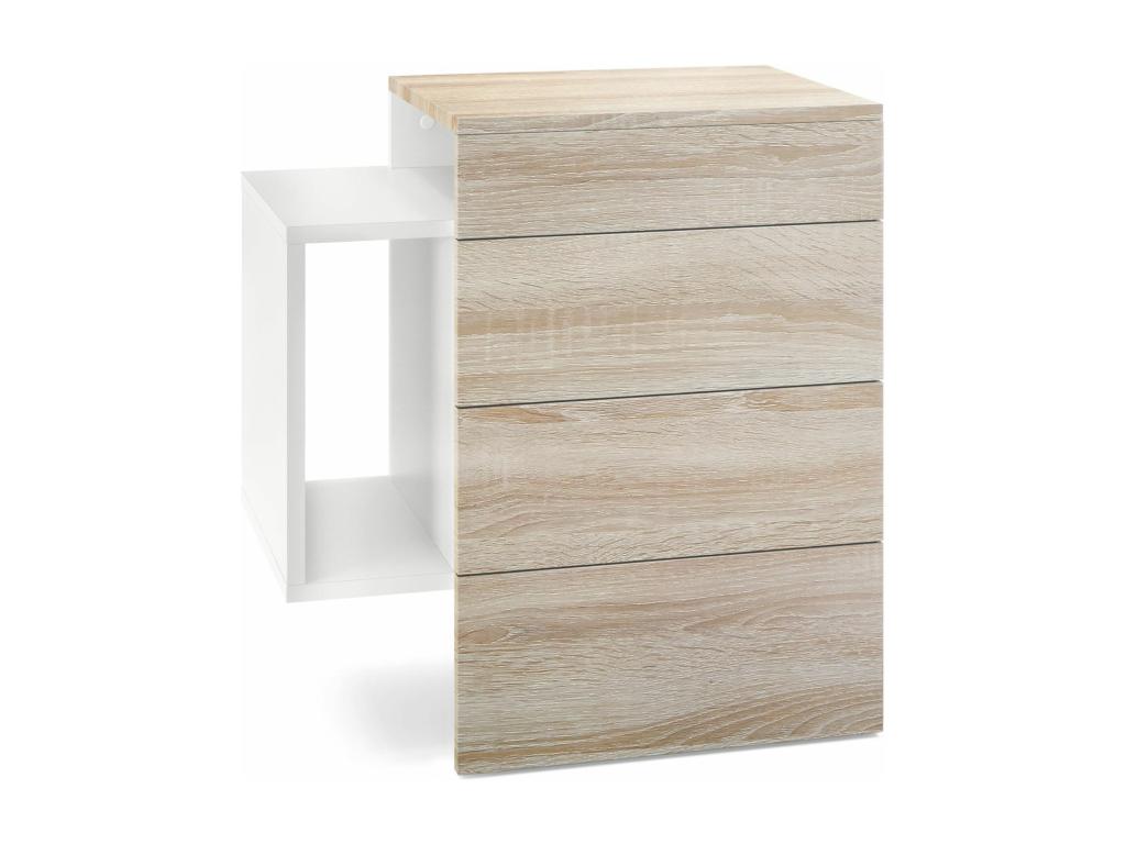 White and Oak Bedside Table (WxHxD) 60x63x36