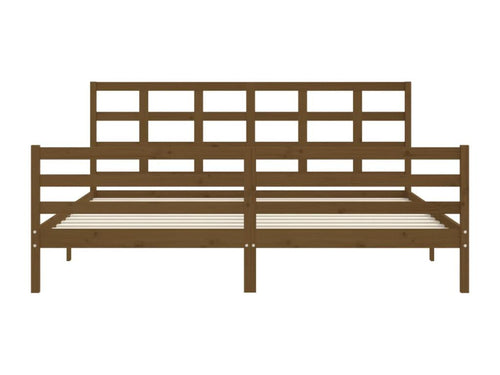 Bed frame with headboard, honey brown, 200x200 cm, solid wood