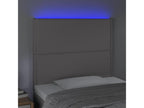 LED Headboard, Grey, 90x5x118/128 cm, Faux Leather