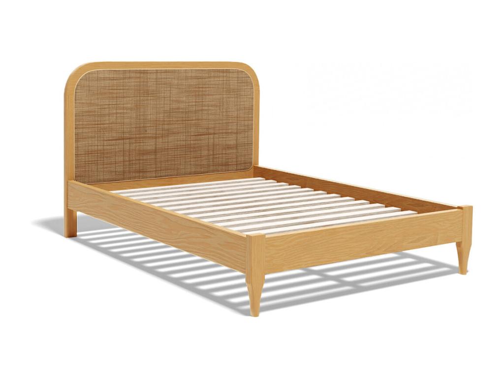 Adult bed in woven rattan wood by Meublori, 160x200cm