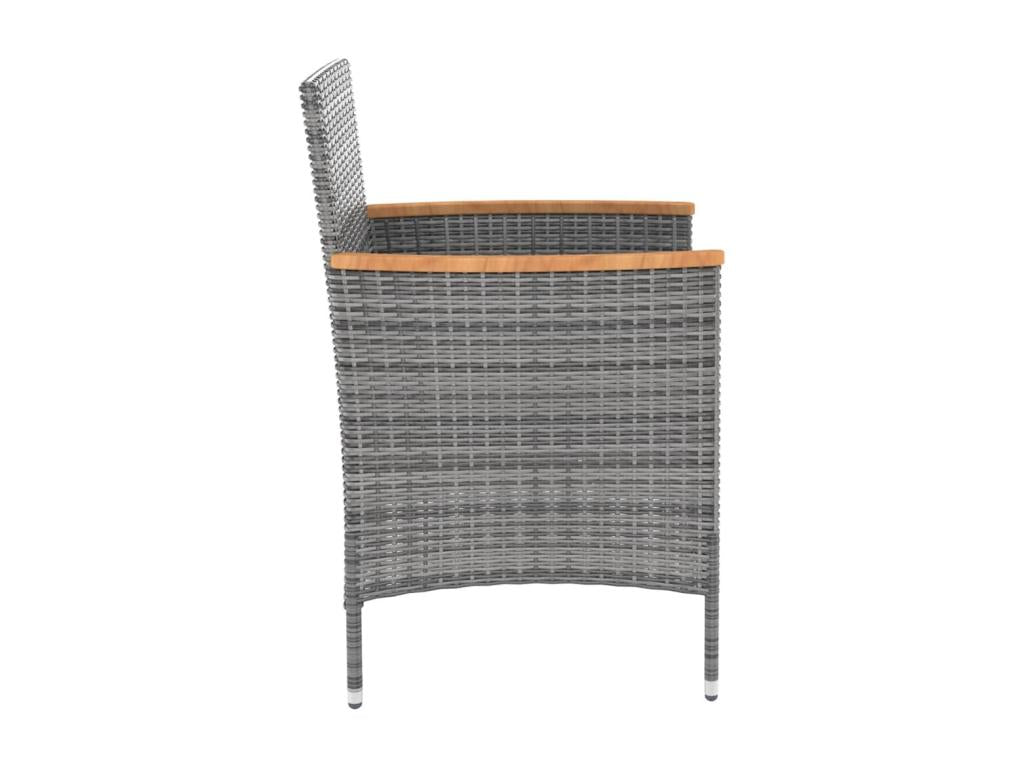 9-piece garden dining set and cushions, grey woven resin