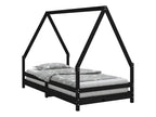 Black children's bed frame 90x190 cm solid pine wood
