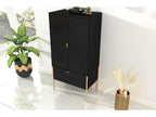 Elegant black Meublori tall sideboard on gold legs / 60 cm