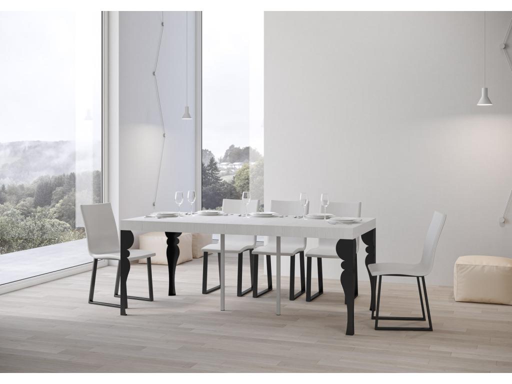 Paxon Premium Extendable Console Table 90x40/300 cm White Ash with Anthracite Frame