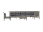 8-piece garden furniture set with cushions, grey woven resin
