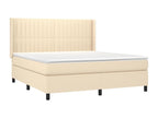 Upholstered bed base with mattress, Cream, 180x200 cm, Fabric