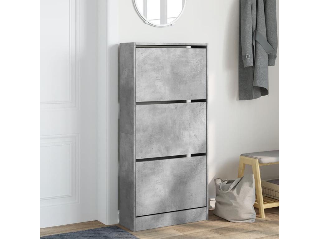 Concrete grey shoe cabinet 60x21x125.5 engineered wood
