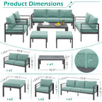 AECOJOY 7 Pieces Aluminum Patio Furniture Set Outdoor Conversation Set