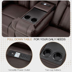 AECOJOY Recliner Sofa Manual RV Reclining Couch PU Home Theater Seating w/ Console