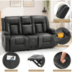 AECOJOY Recliner Sofa Manual RV Reclining Couch PU Home Theater Seating w/ Console